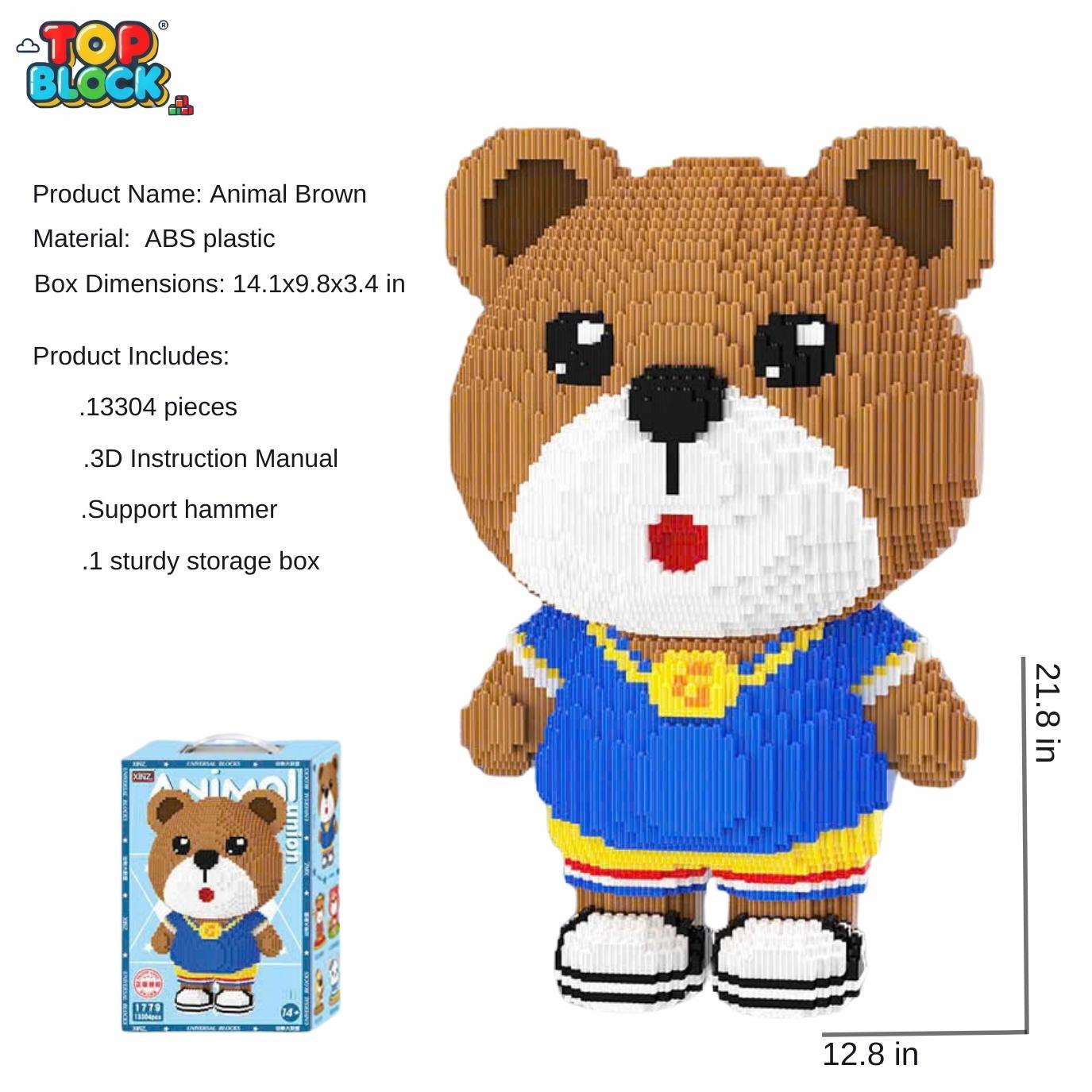 Brown Bear 3D Building Blocks Set