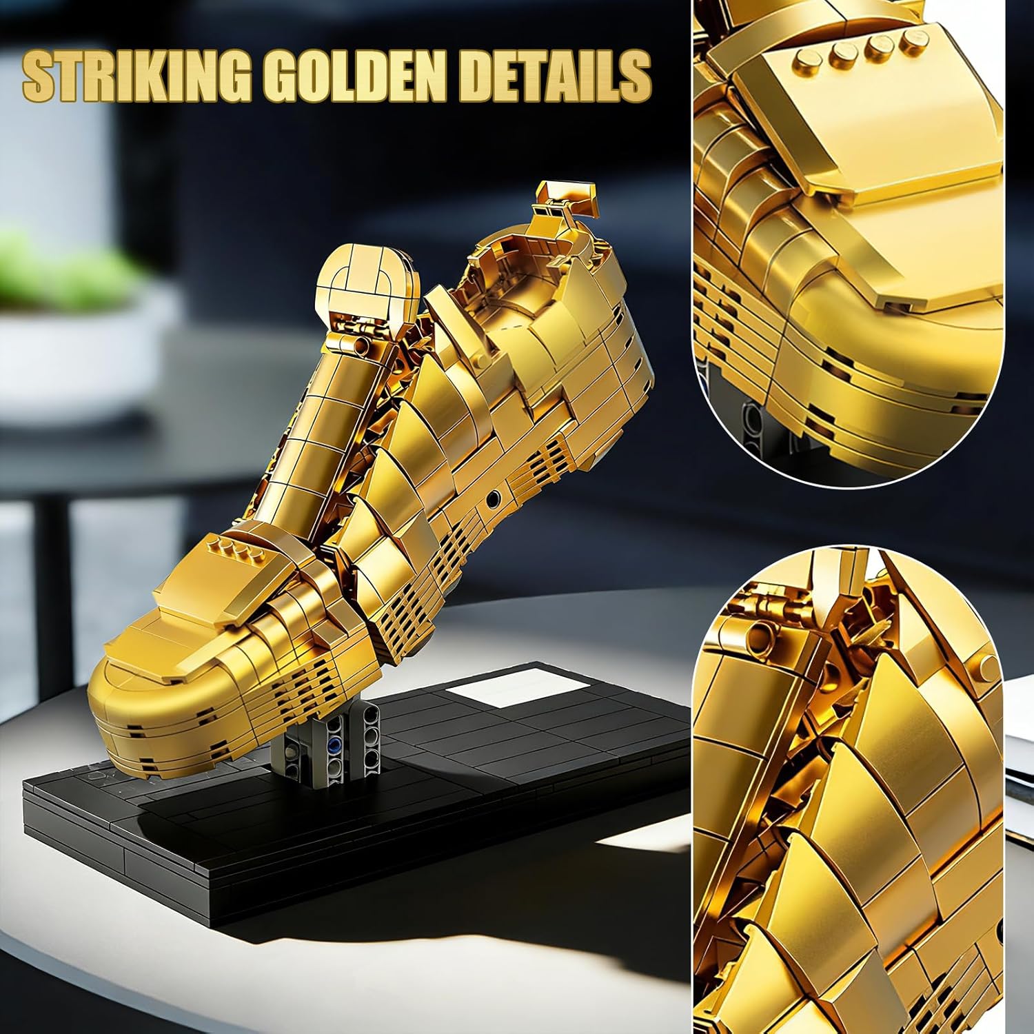 Gold Soccer Boot Block Model Kit