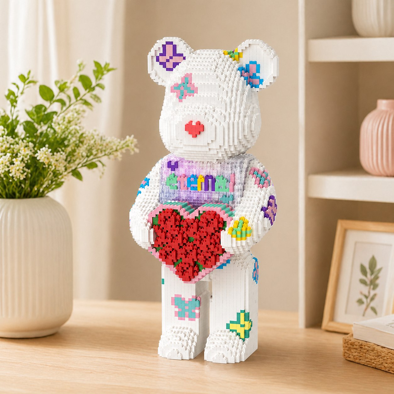 Rose Hugging Bear Building Block Set