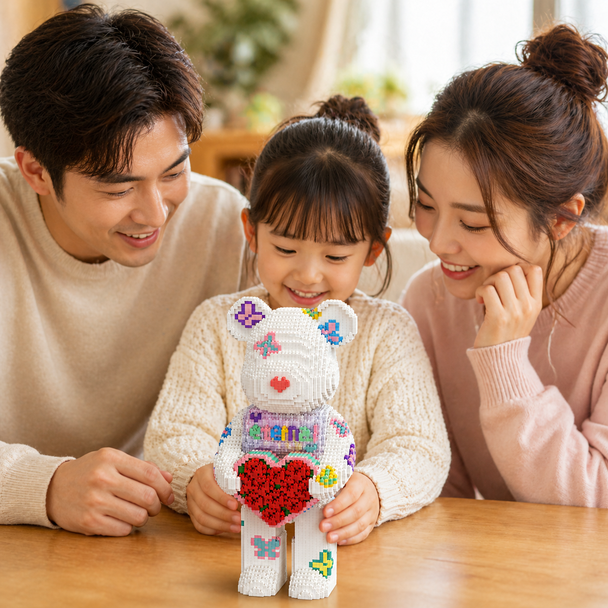 Rose Hugging Bear Building Block Set